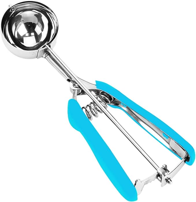 Ice Cream Scoop, 18/8 Stainless Steel Cookie Scoop, Cookie Scoops for Baking, 2.5Tbsp/42ml/1.4 oz Cookie Dough Scoop, Ice Cream Scooper with Trigger Release, Cookie Scooper for Baking(Blue)