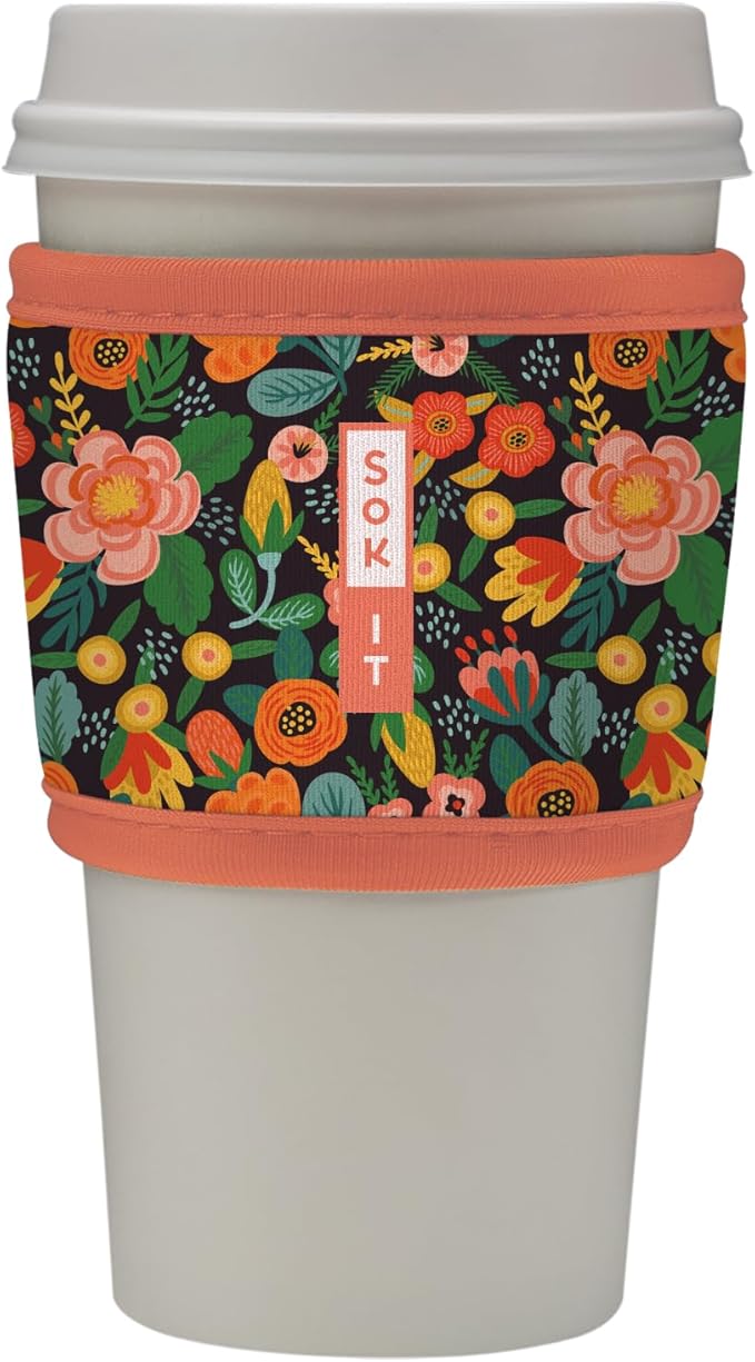 Sok It HotSok Coffee & Tea Reusable Insulated Neoprene Cup Sleeve (Floral Affair)