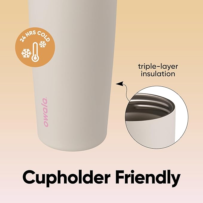 Owala FreeSip Sway Insulated Stainless Steel Water Bottle with Two-Way Spout, Built-In Straw and Bucket Handle, Made for Travel, School, and Sports, 30oz, BPA Free, Leak Proof, Daybreak