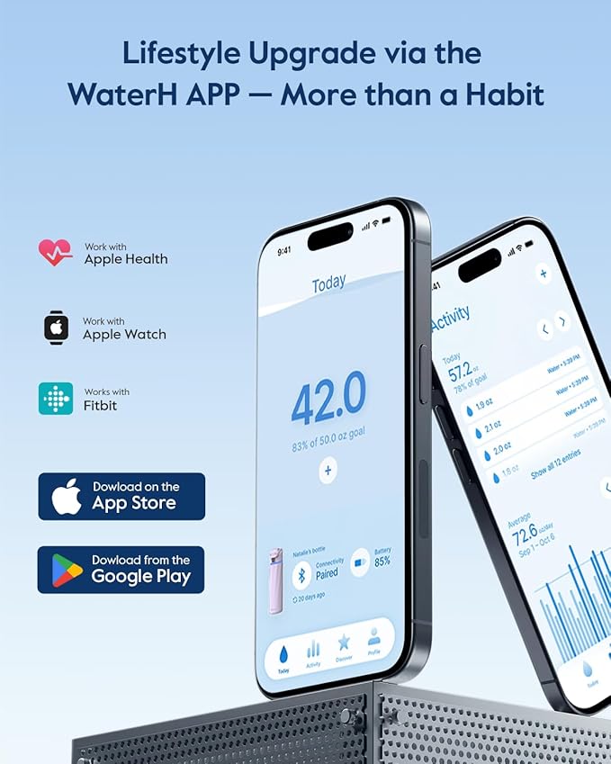 Boost Smart Water Bottle that Reminds You to Drink, 24oz BPA-Free Stainless Steel Vacuum Insulated Bottle, Wide Mouth Water Tracker Bottle with APP, Ideal Gift for Christmas, Thanksgiving Day