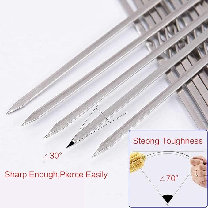 Metal Skewer for Grilling,Kabob Skewer,Flat BBQ Barbecue Skewer,Grilling Skewers Set,Reusable BBQ (10" skewer(16 pack))