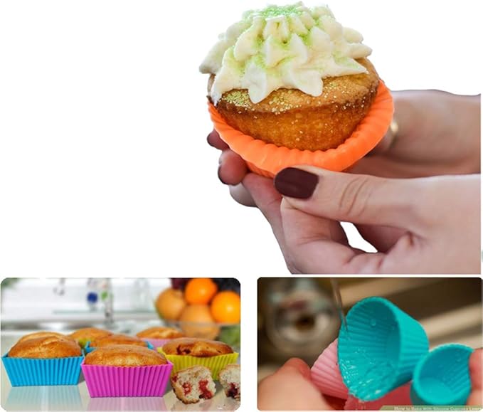 Silicone Cupcake Liners Baking Cups Non-Stick Jumbo Reusable Muffin Molds Bento Bundle Lunch Box Dividers (30-Pack)