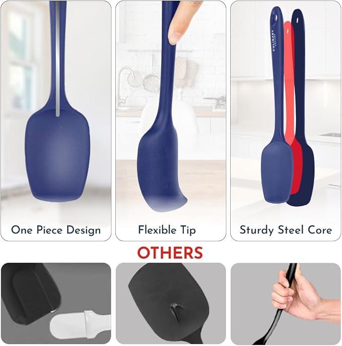 4-Piece Blue Baking Spatula Set - Holiday Baking Essentials, Rubber Spatulas Silicone Heat Resistant, BPA-Free - Spatula Set for Nonstick Cookware - Silicone Baking Utensils