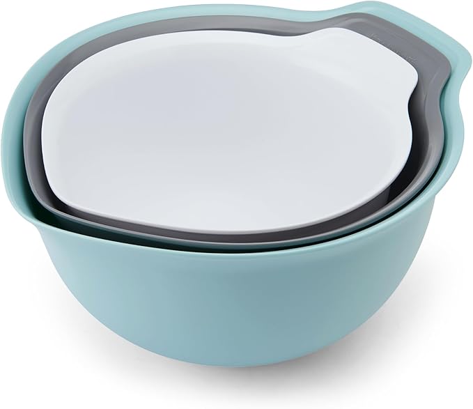 KitchenAid Universal Nesting Plastic Mixing Bowls, Set of 3, 2.5 quart, 3.5 quart, 4.5 quart, Mulitcolored