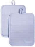 KitchenAid Ribbed Soft Silicone Pot Holder 2-Pack Set, Lavender Cream Purple, 7"x9"