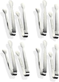 8Pcs 4.3" Stainless Steel Mini Ice Tongs – Ideal for coffee bars, tea parties, dessert events & kitchen use (sugar/ice buckets, appetizers). Available in shiny/textured surface styles for versatile