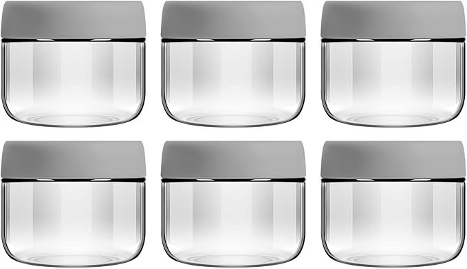 EONJOE 6-Pack 10oz Small Glass Jars with Lids Overnight Oats Meal Prep Salad Food Cereal Snacks Containers Pudding Yogurt Storage Airtight