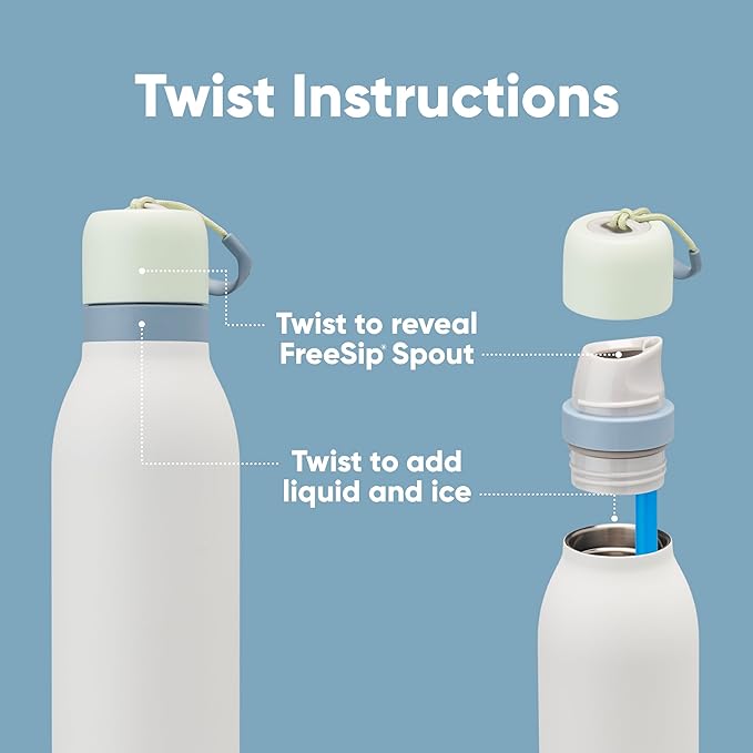 Owala FreeSip Twist Insulated Stainless Steel Water Bottle with Straw for Sports and Travel, BPA-Free, 24-oz, Fruit Punch