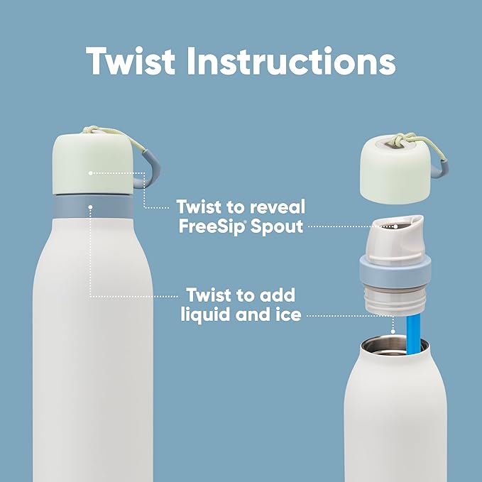 Owala FreeSip Twist Insulated Stainless Steel Water Bottle with Straw for Sports and Travel, BPA-Free, 24-oz, In Bloom