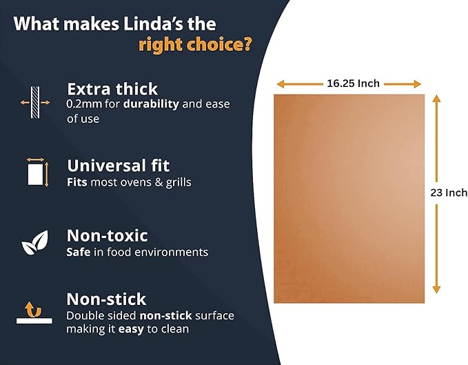 Oven Liners for Bottom of Oven - 3 Pack Large Heavy Duty Mats, 16.25”x23” NonStick Reusable Liner for Electric, Gas, Toaster Grills - BPA & PFOA Free Kitchen Accessory to Keep Appliance Clean (Copper)