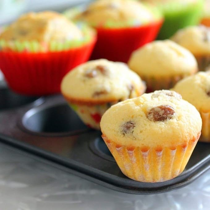 Silicone Cupcake Liners Baking Cups Non-Stick Jumbo Reusable Muffin Molds Bento Bundle Lunch Box Dividers (30-Pack)