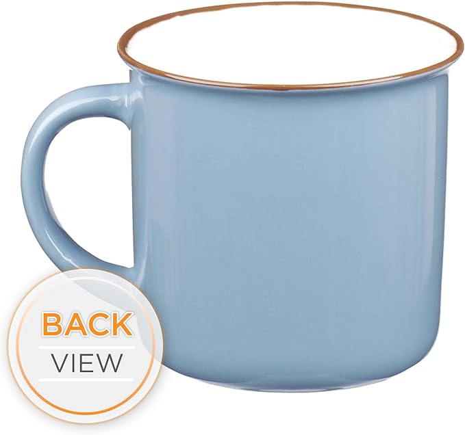 Christian Art Gifts Blue Camp Style Ceramic Coffee Mug – 13 oz. Microwave and Dishwasher Safe Inspirational Scripture Coffee & Tea Mug with Bible Verse: I Can Do All Things Through Christ – Phil. 4:13
