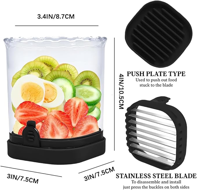Strawberry Slicer, Fruit Slicer Cup with Push Plate, Grape Cutter Cup Slicers Kitchen Gadget for Egg Kiwi Banana Cucumber, Strawberry Slicers Cutter Tool for Fruits Vegetables (Dark Blue, One Size)