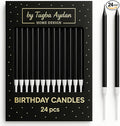 by Tugba Aydan - Black Birthday Candles-24 Count Long Thin Black Birthday Candles for Cake, Metallic Cake Candle for Birthday, Party Candles