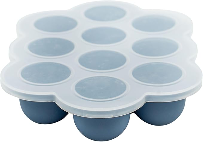WeeSprout Silicone Baby Food Freezer Tray with Clip-on Lid - Perfect Storage Container for Homemade Baby Food, Vegetable & Fruit Purees, and Breast Milk (Navy, Ten 1.5 Ounce Sections)