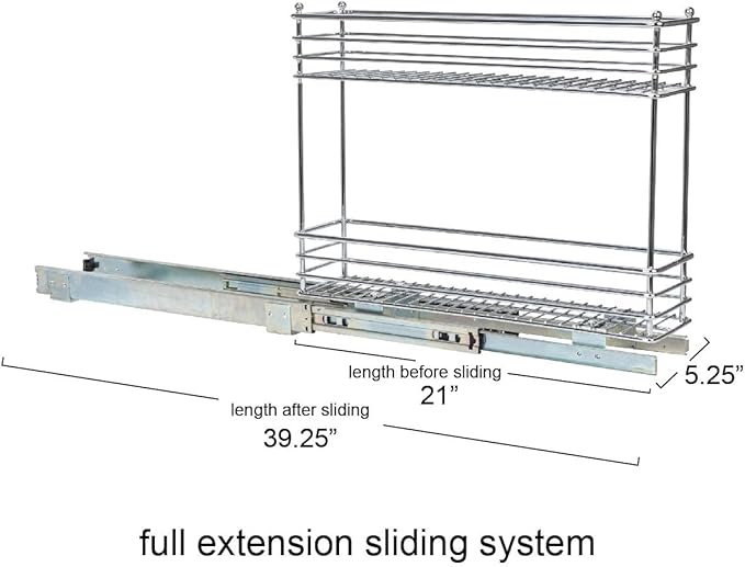 Household Essentials Chrome 2-Tier Sliding Cabinet Organizer, 5"