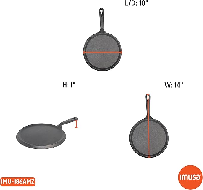IMUSA 9.5in Cast Iron Preseasoned Comal