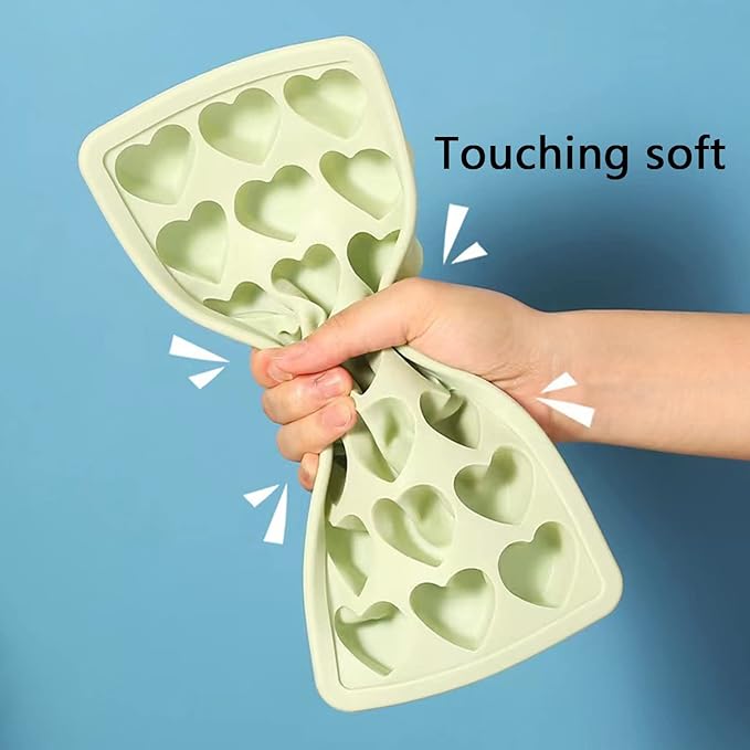 Silicone Heart Shaped Ice Cube Tray with Lid,21 Holes Small Heart Ice Cube Tray Ice mold,Mini Silicone Ice Tray,Easy to Remove,Easy to Clean,BPA Free