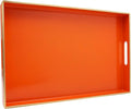 Spsyrine Orange Decorative Serving Tray with Handles, Elegant Plastic Coffee Table Tray for Ottoman, Living Room, Home Decor 15.6" X 10.2"