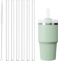 Replacement Straw for Stanley Cup 20 oz 14 oz, 6 Pcs Reusable Long Clear Straw with Clear Brush for Stanley Cup Accessories, Dishwasher Safe and BPA Free
