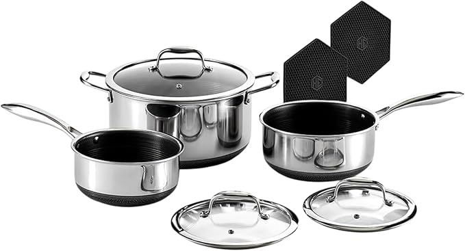 HexClad Hybrid Nonstick 22-Piece Cookware Set, 6Pc Pan Set, 6-Piece Pot Set with 2 Trivets, 10" Wok, 6-Piece Essential Knife Set, and Magnetic Knife Block