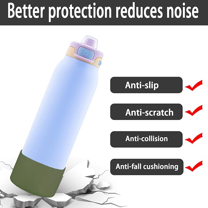 2 PCS Silicone Bottom for Ello Pop 32 OZ Water Bottle, Water Boot for Ello Pop,Avoid Scratches and Noise (Military Green, 320z)
