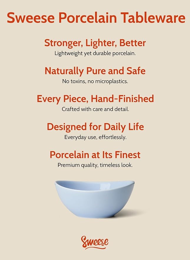 Sweese 10 oz Small Porcelain Bowls - Set of 6 - Ceramic Serving Bowls versatile for Cereal, Fruit, Dessert, Ice Cream, Snack & Yogurt - Shaded of Blue Colored