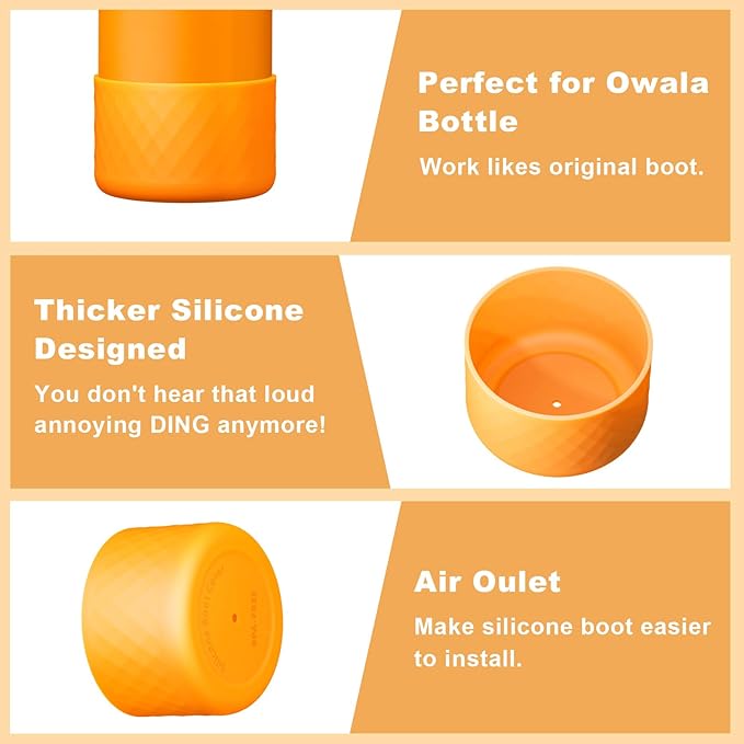 2PCS Silicone Water Bottle Boot for Owala 32oz, Protective Bottom Bumper Anti-Slip Sleeve for FreeSip, Twist, and Flip Stainless Steel Bottles, Dishwasher Safe and BPA Free