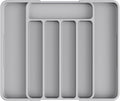 Kitsure Cutlery Drawer Organiser for Kitchen - Adjustable Cutlery Tray for Effortless Utensil Sorting, Versatile Kitchen Storage & Organisation Solution, 12.13" x 1.54" x 8.07"~13.90", Light Grey