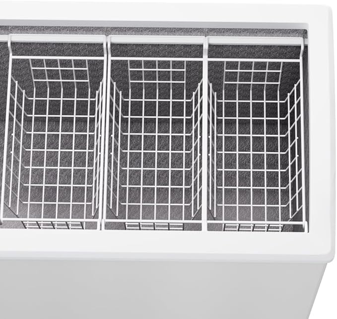 Slideep 17.5" Large Hanging Baskets Freezer Organizer Bin Sturdy Metal Wire Storage Baskets Organization for Pantry, Kitchen, White, Set of 2
