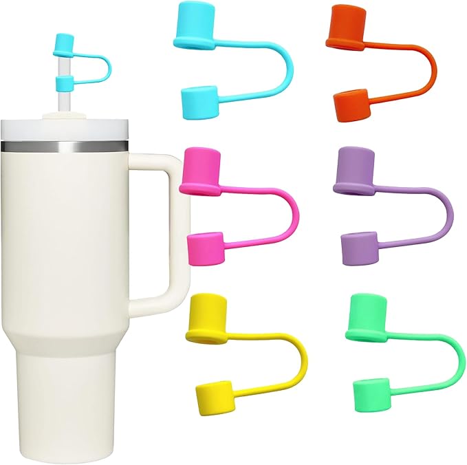 Straw Cover Caps, Straw Toppers for 10MM/0.4inch Straws, Food Grade Silicone, 12pcs-Basic-HotPink