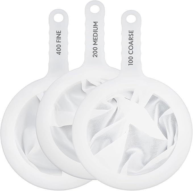 HIC Kitchen Ultra-Fine Mesh Strainers, Set Of 3 (100, 200, And 400 Mesh Count), For Filtering Juices, Nut Milks, Oils, And Sauces
