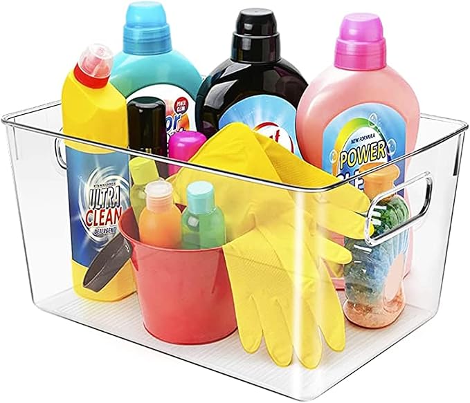Clear Plastic Storage Bins - Perfect for Kitchen or Pantry Organization and Storage, Fridge and Cabinet Organizers
