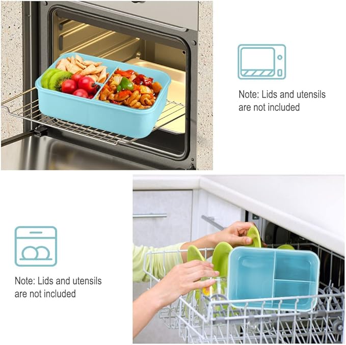 NatraProw Bento Box for Adult, 1200 ML Lunch Containers, LeakProof Lunch Box with Utensils, BPA Free, 3 Compartment Bento Box Microwave Safe, Blue