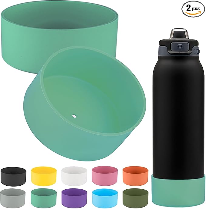 2 PCS Silicone Bottom for Ello Pop 32 OZ Water Bottle, Water Boot for Ello Pop,Avoid Scratches and Noise (Green, 320z)
