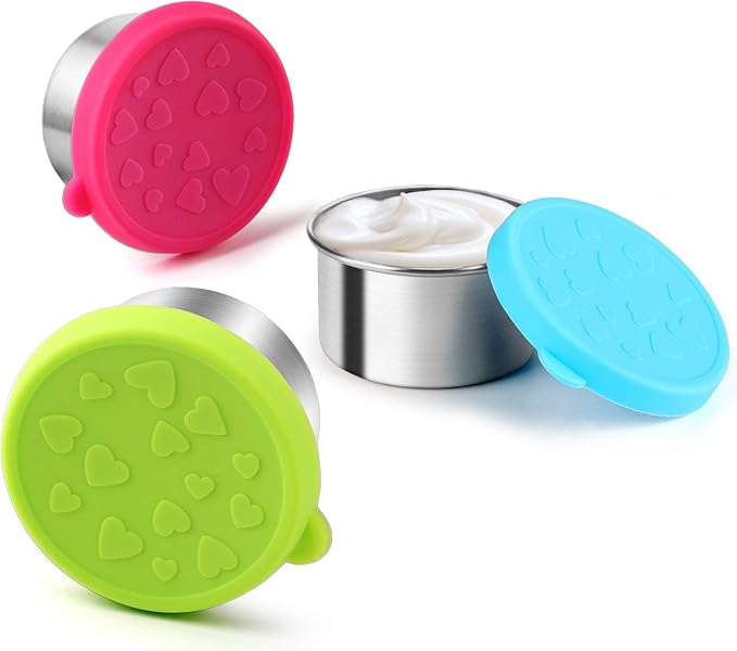 FANGSUN Dressing Containers to Go for Condiments, Salad Dressing, Dips, Snacks, Stainless Steel Dipping Sauce Cups, Fits in Bento Box for Lunch, Mini Food Storage Containers with Lid (Multicolor)