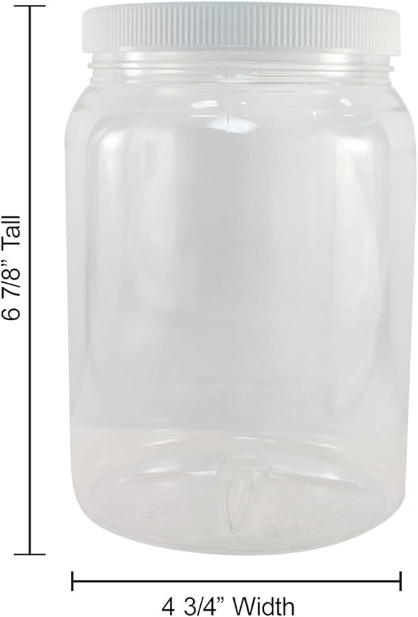 Pinnacle Mercantile 1 Gallon Plastic Jars with Screw on Lined Lids 2 Pack Wide Mouth Food Storage Containers