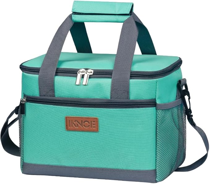 iknoe Insulated Lunch Bag, Foldable 8.5L Cooler Bag for Men & Women, Leakproof Thermal Design, Great for Office, Picnic, Travel, Lunch Box,Mint Green