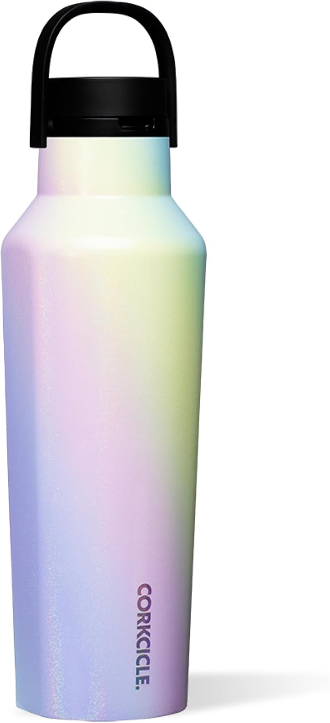 Corkcicle Sport Canteen - Keeps Drinks Cold 25 Hours - Stainless Steel Water Bottle - Triple-Insulated - Spill-Proof - Summer Drinkware Gift - Keeps Drinks Ice Cold - 20 oz - Rainbow Unicorn