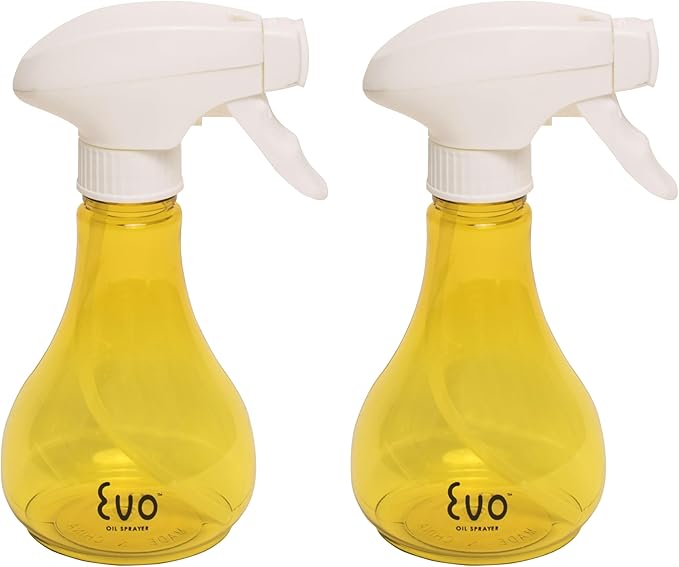 Evo Oil Sprayer Bottle, Non-Aerosol for Olive Oil and Cooking Oils, 8-ounce Capacity, Set of 2