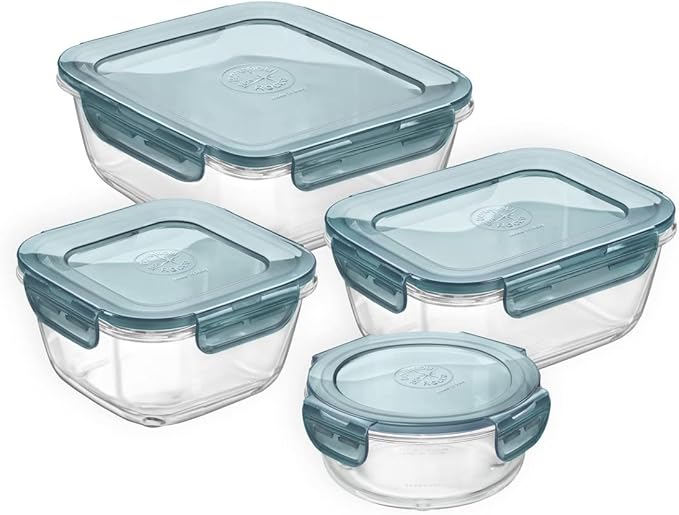 Bormioli Rocco Frigoverre Evolution Collection - 7-Inch Square Container - 1.4 Liter (47.25 oz.)- Grey