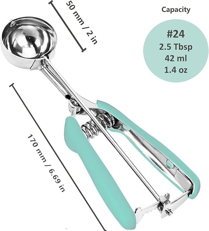 Ice Cream Scoop, 18/8 Stainless Steel Cookie Scoop, Cookie Scoops for Baking, 2.5Tbsp/42ml/1.4 oz Cookie Dough Scoop, Ice Cream Scooper with Trigger Release, Cookie Scooper for Baking(Mint Green)
