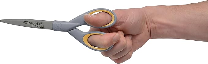 Westcott ‎13824 7” & 5” Pointed Titanium-Bonded Crafting Scissors with Soft Handles, Gray/Yellow (2 Pack)
