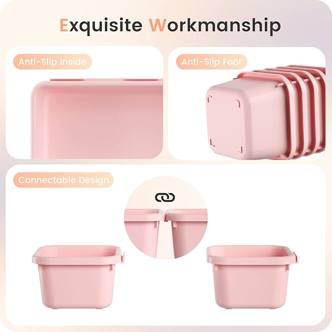 A-LuGei 【28PCS】 Drawer Organizer, Bathroom Organizers and Storage, Makeup organizer, Desk drawer organizer, Storage Bins for Kitchen Office Bedroom Vanity Jewelry Pantry Garage【Pink】【4Size】