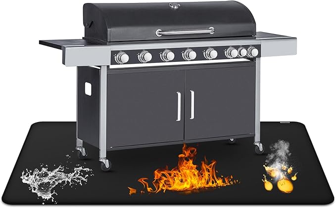 30 x 48inch Grill Mat for Outdoor Grill,Double-Sided Fireproof Grill Pad,Perfect for Outdoor Barbecue Spots,Fireproof, Waterproof, and Oilproof BBQ Protector for Decks and Patios