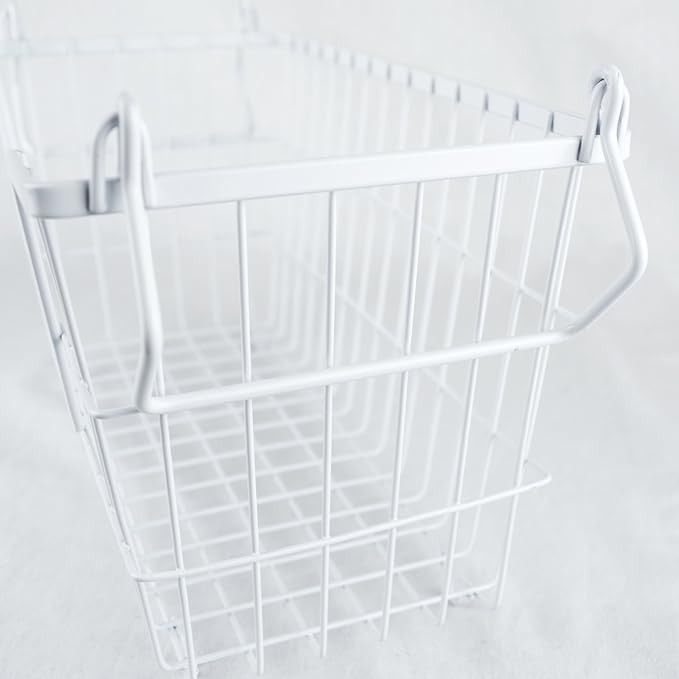 DII Metal Wire Mesh Stackable Utility Storage Bin, Large Rectangle, 13x10x11", White