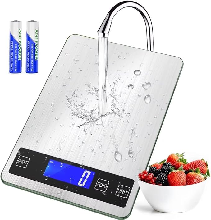 BACK KTCL''Cooking Master' 22lb Digital Kitchen Scale,Food Scale Measures in Grams and Ounces for Weight Cooking Baking,1g/0.1oz Precise Graduation,Stainless Steel and Tempered Glass