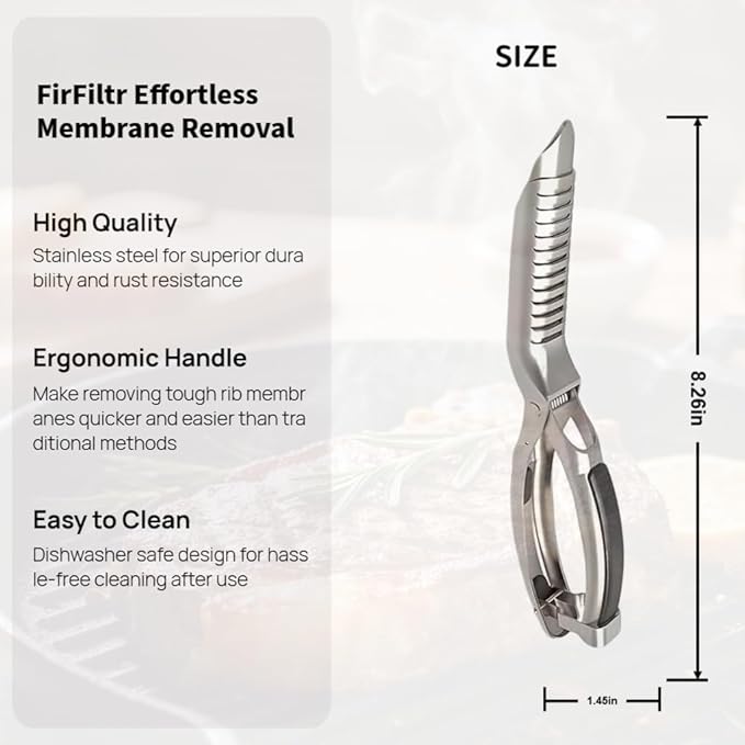Rib Prep Tool Pro,Stainless Steel Rib Membrane Removal Tool,Professional Boning Tongs Rib Prep Tool for BBQ Enthusiasts,Ergonomic Handle for Easy Membrane Removal(1 PCS)