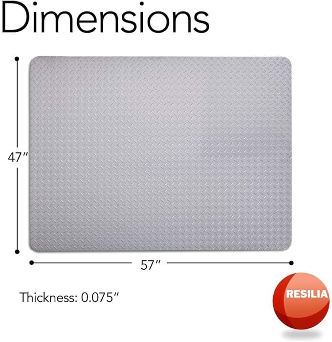 RESILIA X-Large Under Grill Mat – Heavy Duty, Reusable Outdoor Floor Protector Mats for Deck, Patio, & Garage – 57 Inch x 47 Inch, Silver Diamond Plate, Made in The USA
