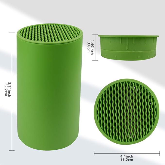 Universal Knife Block Holder Multi-Functional Resin Knife Storage Slot to Protect Blades Detachable for Easy Cleaning Kitchen Knife Holder for Counter Top (Green)